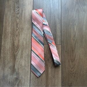 Calvin Klein Peach Silver and Gray Striped Tie for Business
